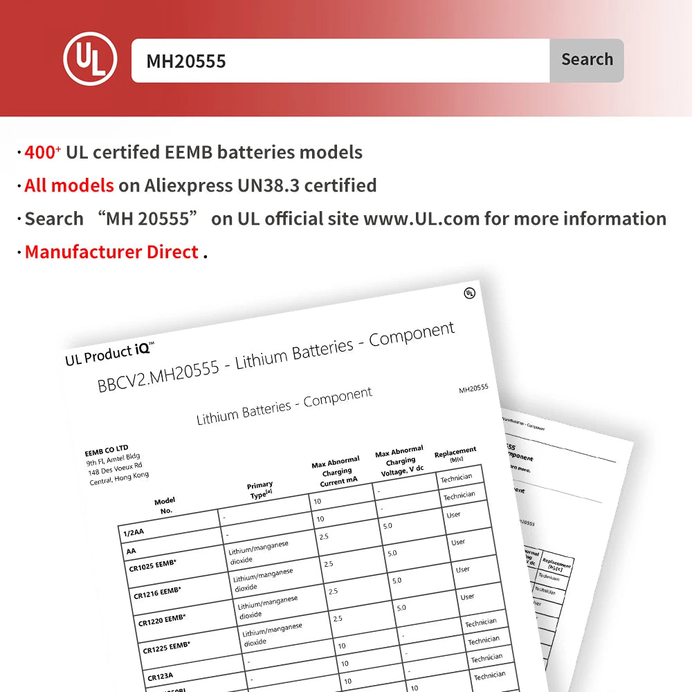 Non-Rechargeable Lithium Battery for Microphones, Cameras, Smoke Detectors, Doorbells, and Flashlights