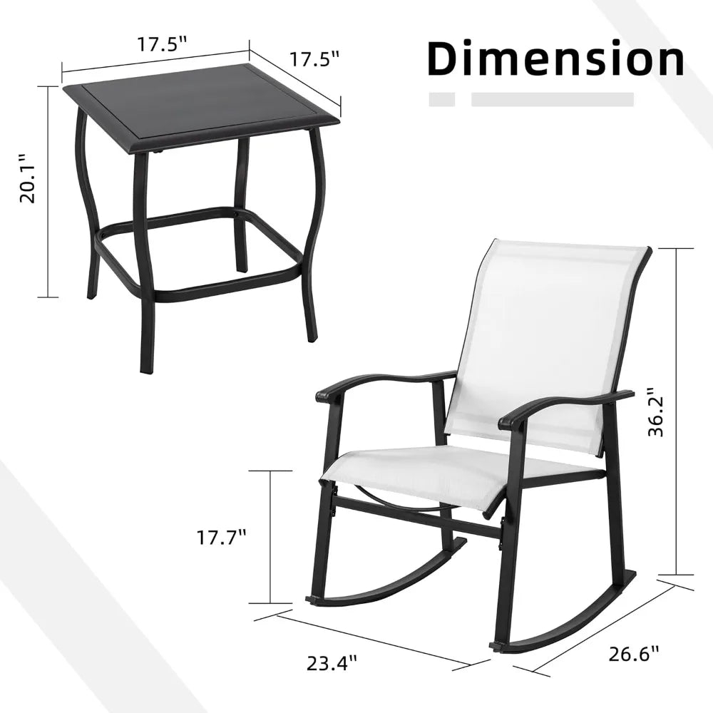 3 Piece Outdoor Rocking Bistro Set