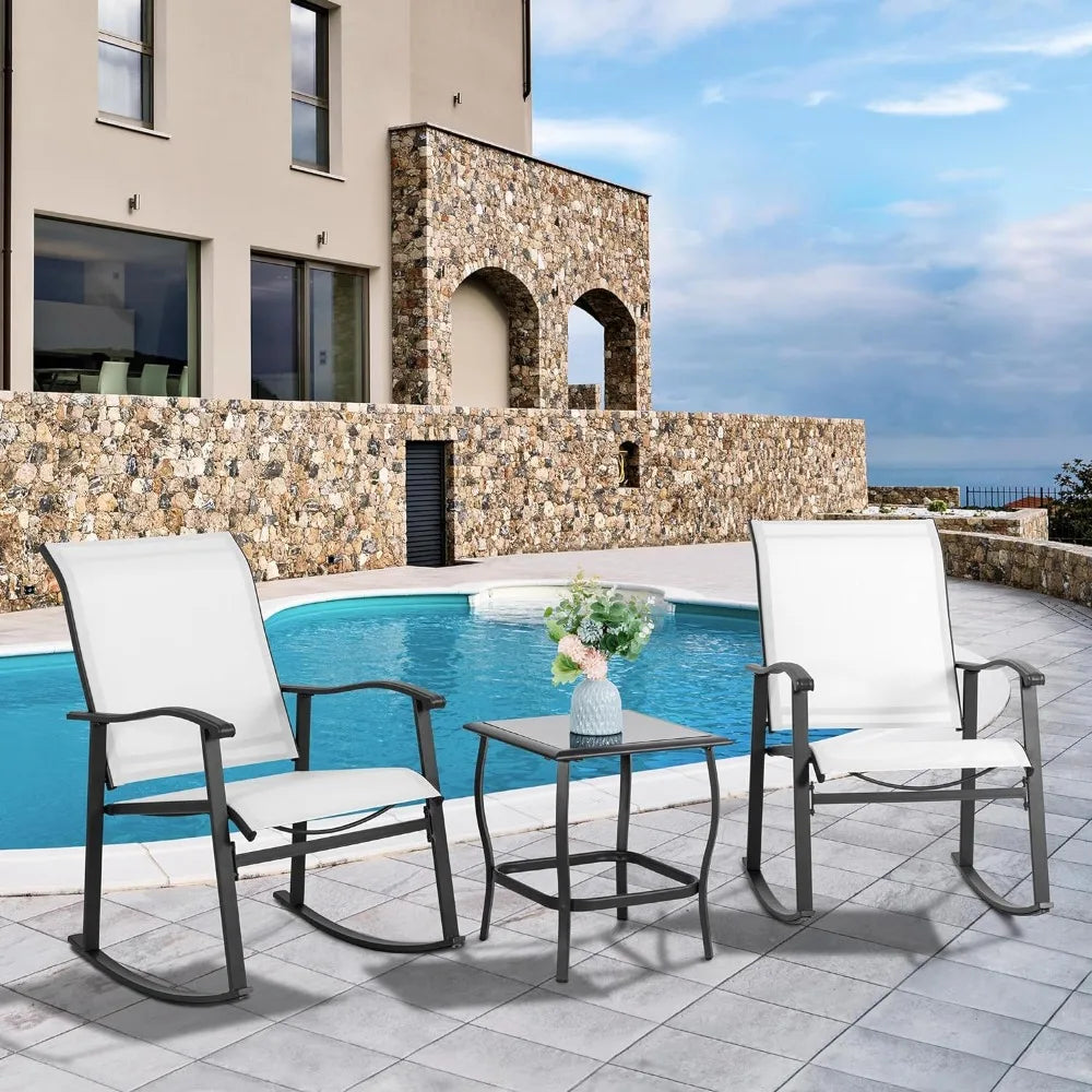 3 Piece Outdoor Rocking Bistro Set