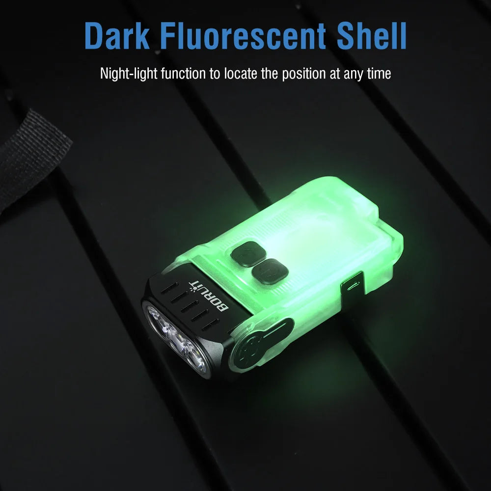 Keychain EDC Fluorescence Flashlight Clip