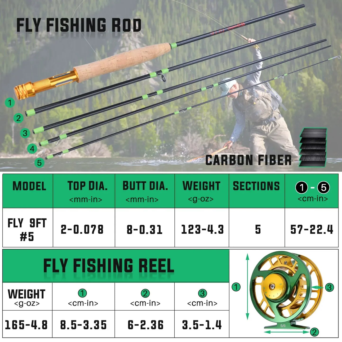 Fly Fishing Rod and Fly Fishing Reel Set