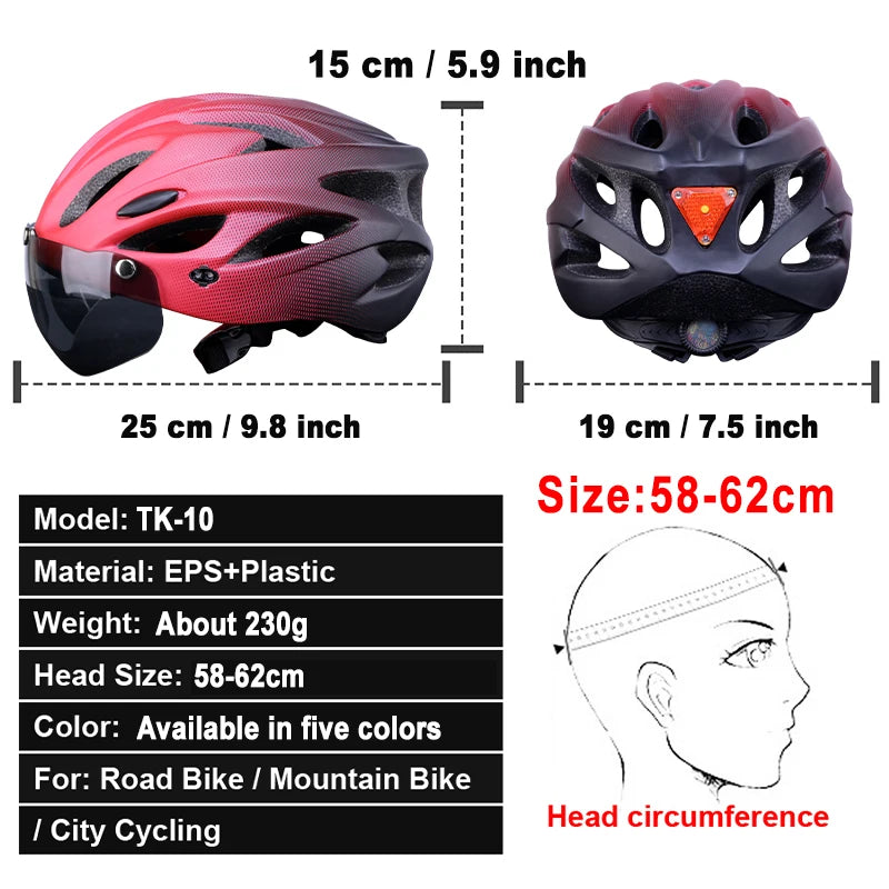 Adult Bike Helmet with LED Rear Light