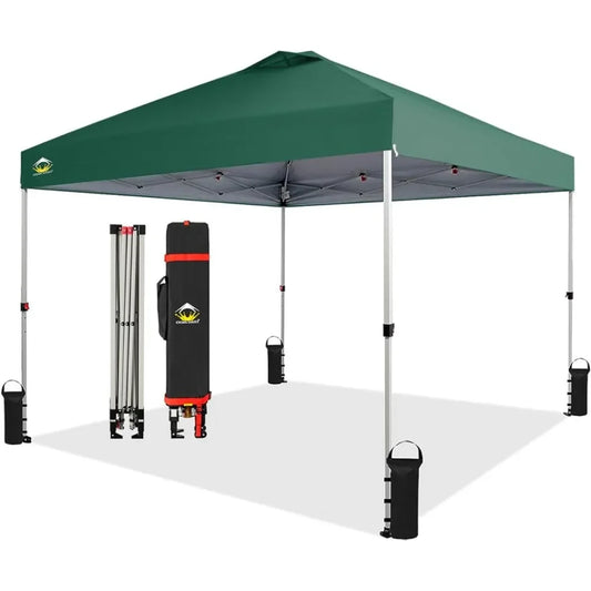 8 Stakes Camping Accessories Outdoor Waterproof Awning 10x10 Pop Up Canopy Outdoor Shade Mesh 4 Ropes Forest Green