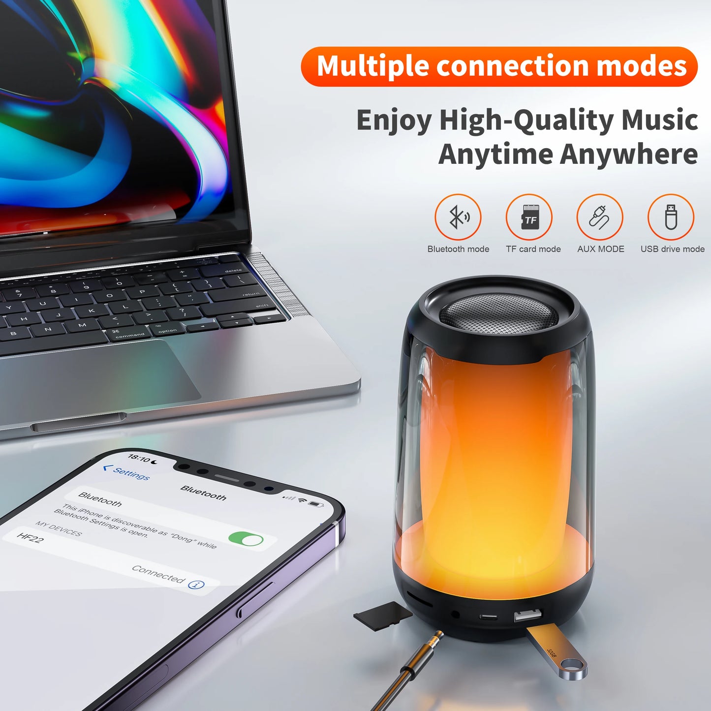 QERE Bluetooth Speaker with Wireless HiFi Portable Speaker IPX5 Waterproof,Outdoor Multiple connection modes,