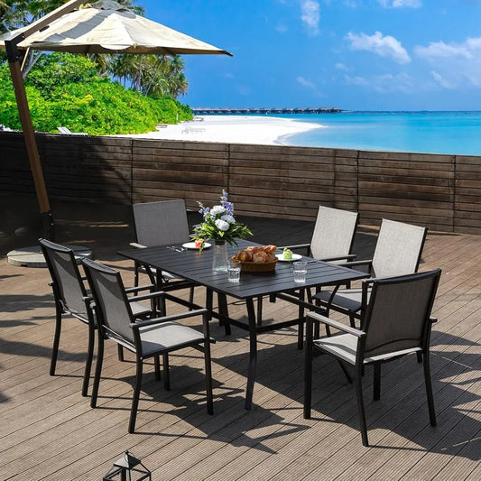 Rectangle Outdoor Patio Dining Table for 6,