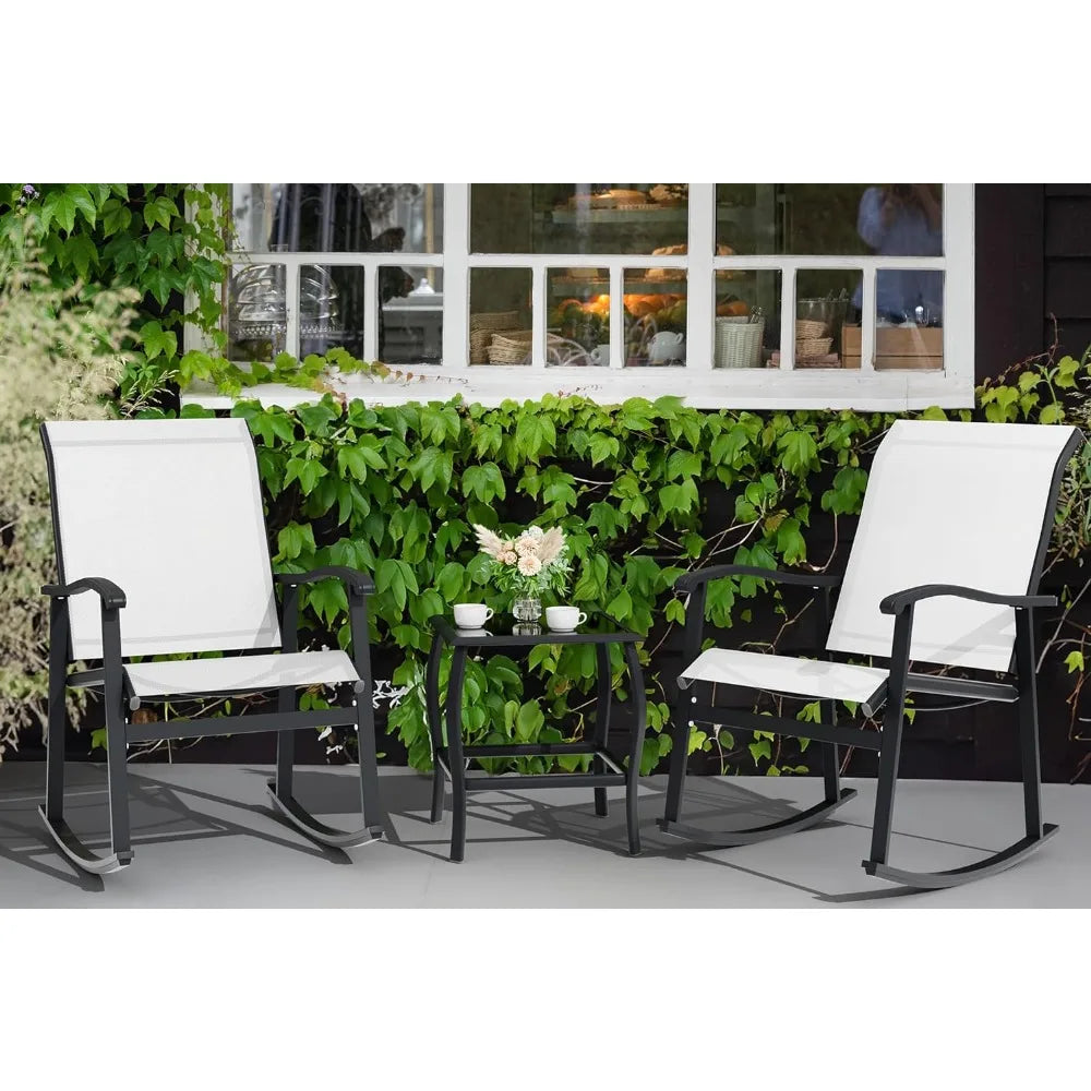 3 Piece Outdoor Rocking Bistro Set