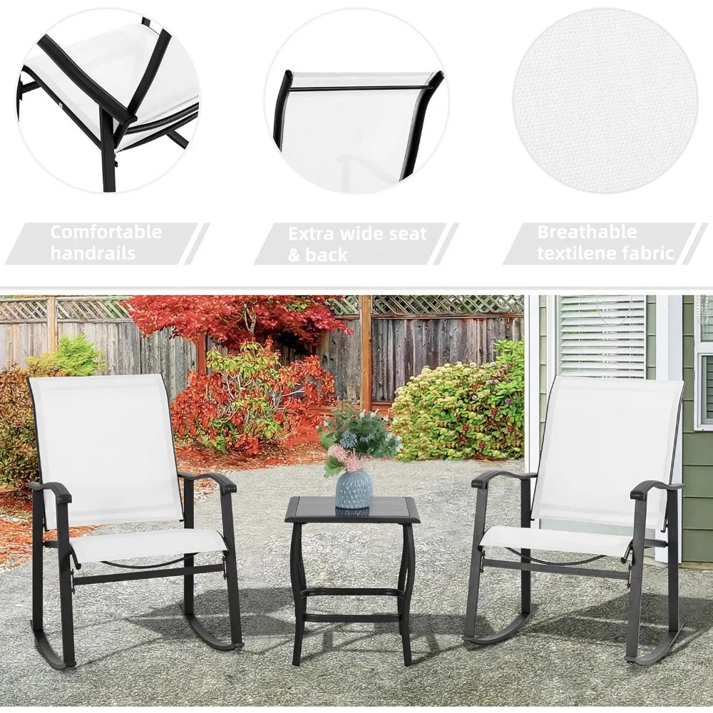 3 Piece Outdoor Rocking Bistro Set