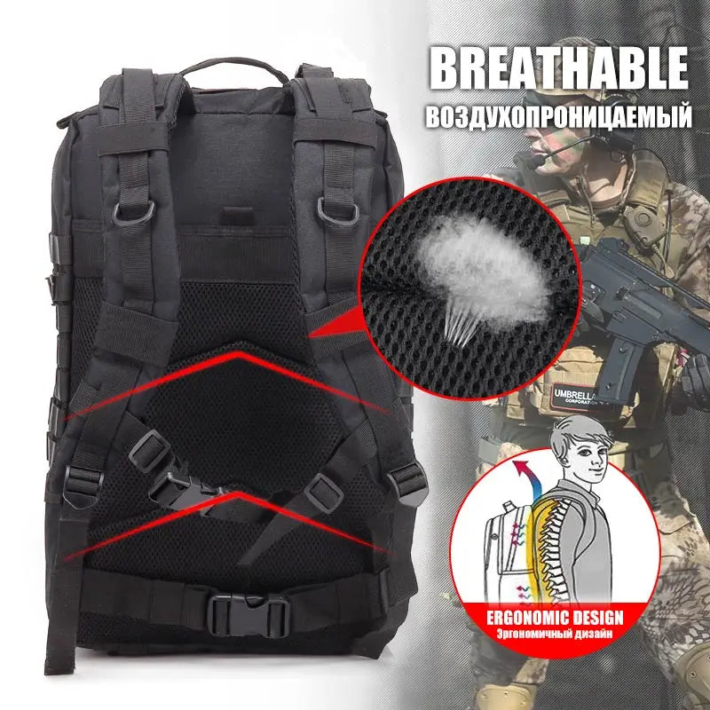 QT&QY 30/45L Man Tactical Backpacks Military Traveling Bags