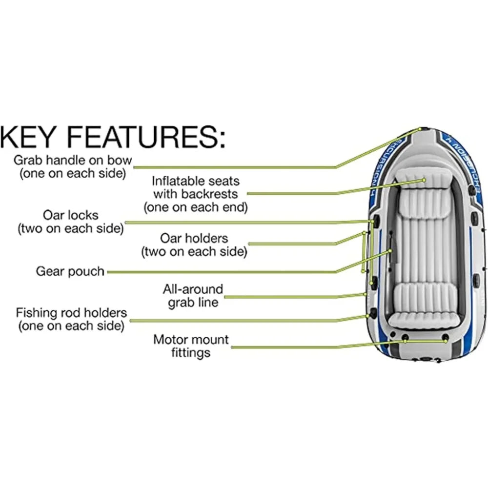 IInflatable Boat with Aluminum Oars and High-Output Pump