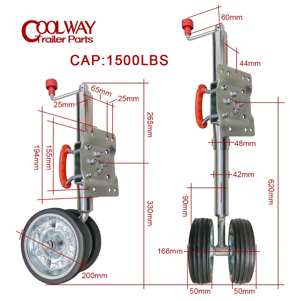 Double 8 Inch Jockey Wheel Swing Up