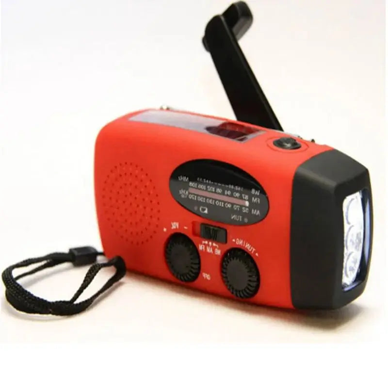 Multifunctional Solar Hand Crank Radio with USB Charging Ports and LED Flashlight